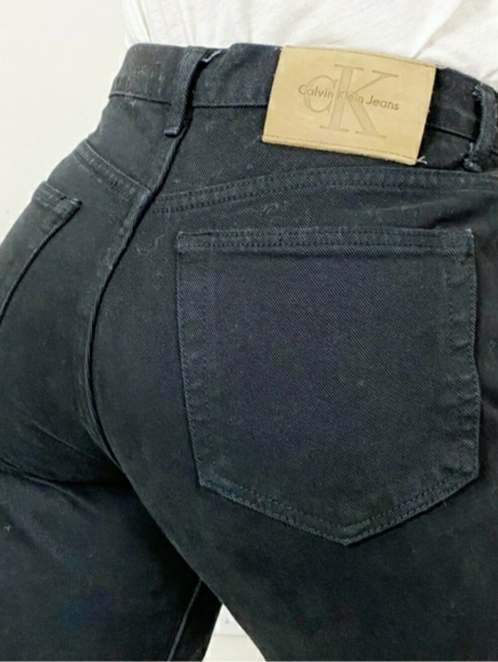 CALVIN KLEIN Button Fly Raw Hem Black Jeans Size 5